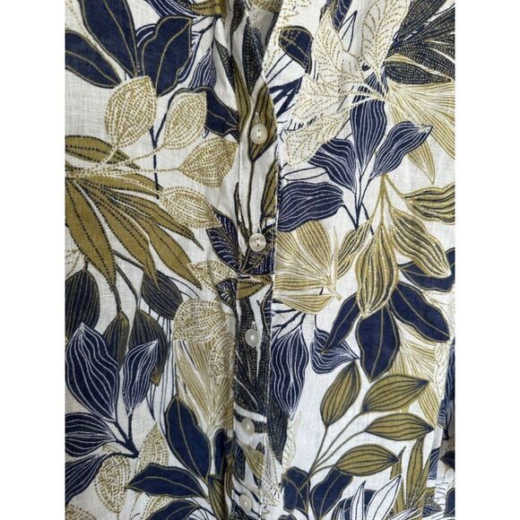 Tahari Women's Plus 2X 100% Linen Button Down Botanical Blouse Top - Picture 6 of 6